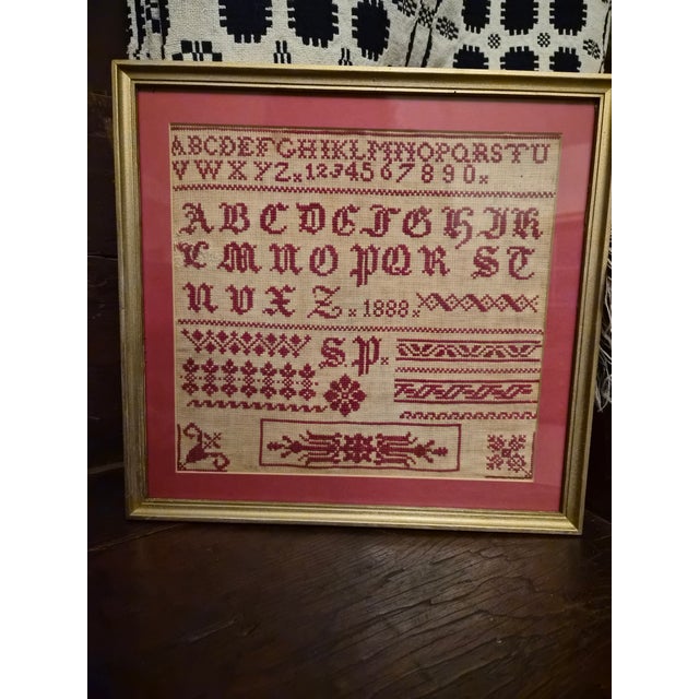 1888 Red Work Sampler For Sale - Image 9 of 9