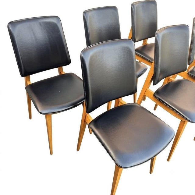 Mid-Century Modern Vintage Scandinavian Chairs in Leatherette, 1960s, Set of 6 For Sale - Image 3 of 16