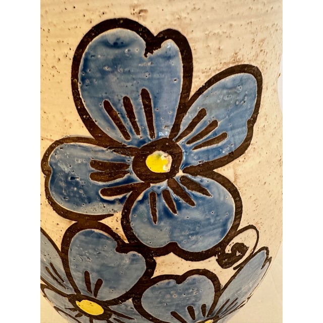 Large Italian ceramic vase or umbrella / cane holder having lovely dogwood flower decoration.