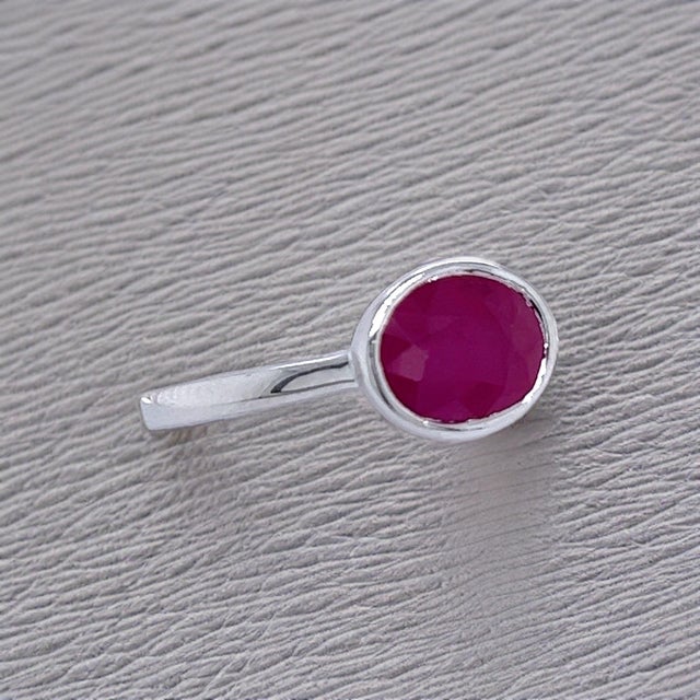 Metal Natural Ruby Ring 6.5 14k White Gold 2.38 TCW Certified For Sale - Image 7 of 16