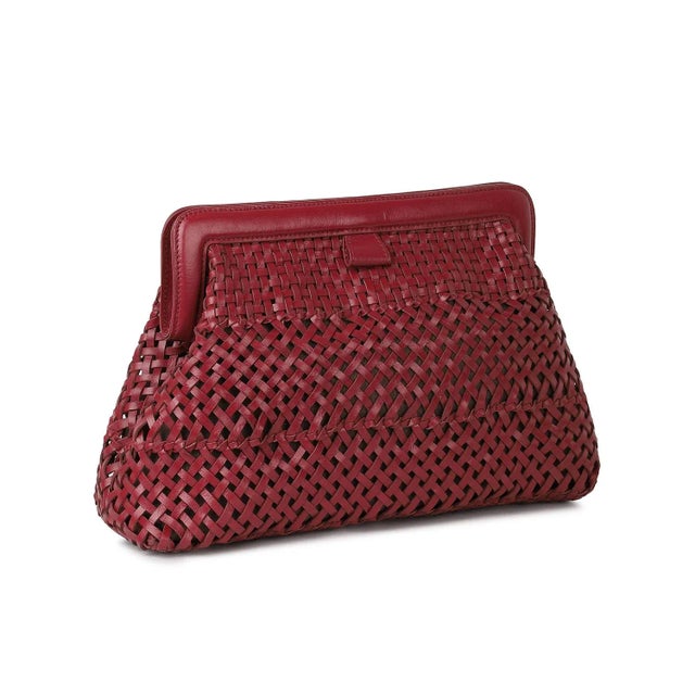 Boho Chic Rafe Fernanda Frame Clutch in Wine For Sale - Image 3 of 5