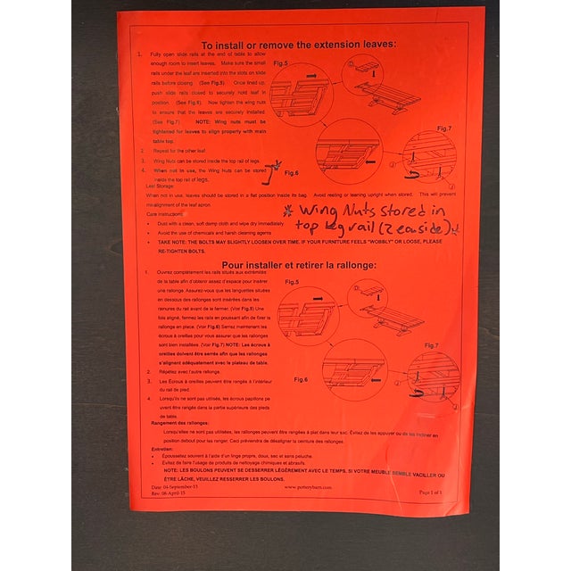 Pottery Barn Banks Extending Dining Table For Sale - Image 10 of 10