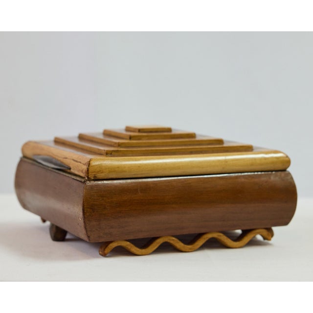 Wood Pyramid Style Wooden Decorative Box With Mirrored Interior For Sale - Image 7 of 12