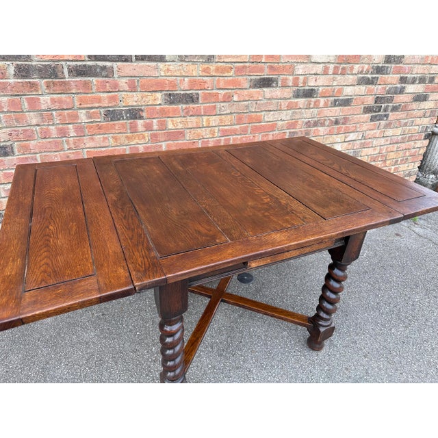 Antique English Game/Draw Leaf Table For Sale - Image 4 of 11