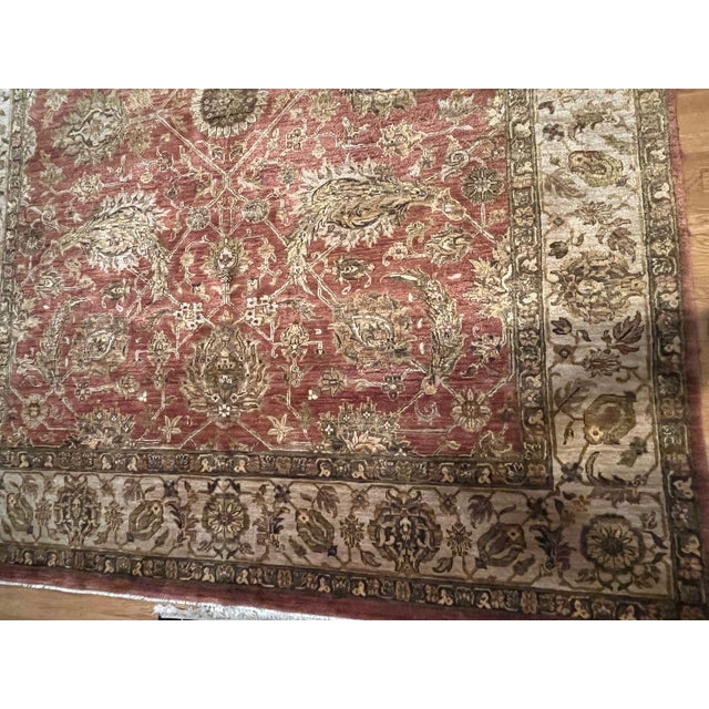 8’ X 10’ Hand-Knotted Indo-Persian Ushak Wool Rug - Immaculate Condition For Sale - Image 4 of 7