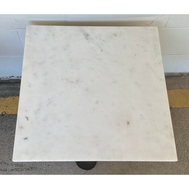 2020s Modern Sculptural White Marble and Bronze Tubular Side Table For Sale - Image 5 of 6