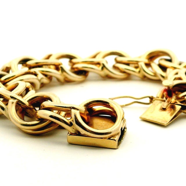 Metal Vintage Italian 14k Gold Chunky Link Bracelet, 92 Grams For Sale - Image 7 of 16