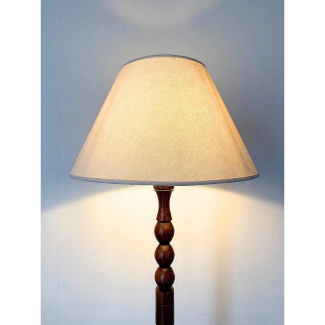 Hand Turned Wooden Floor Lamp, 1950s For Sale - Image 3 of 7