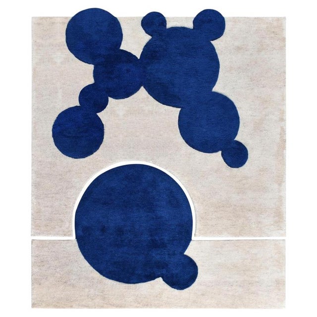 Blue Hand-Knotted Liquidity Rug in Wool by Dinodo Studio For Sale - Image 8 of 8
