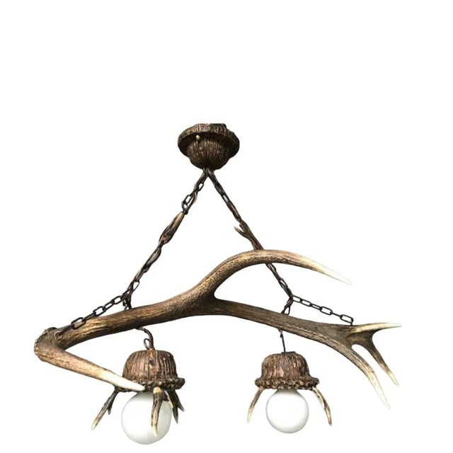 German Antler chandelier bulb holders are faux antler paper mache with roe deer antlers