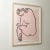 Beautiful continuous black line drawing of a woman by Jean Negulesco. Vintage color serigraph print with pink background...