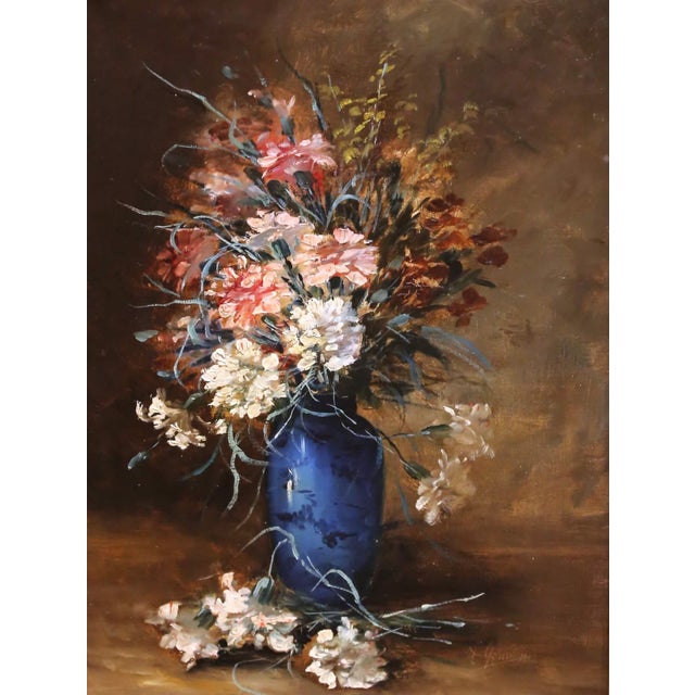 French 19th Century French Floral Still Life Oil on Canvas Painting in Gilt Frame For Sale - Image 3 of 9