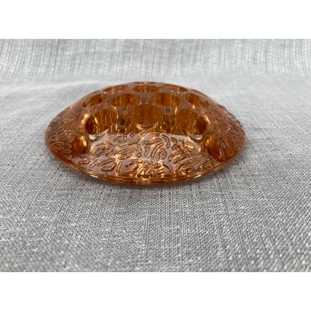 Antique Depression Glass Flower Pin Frog For Sale - Image 4 of 11