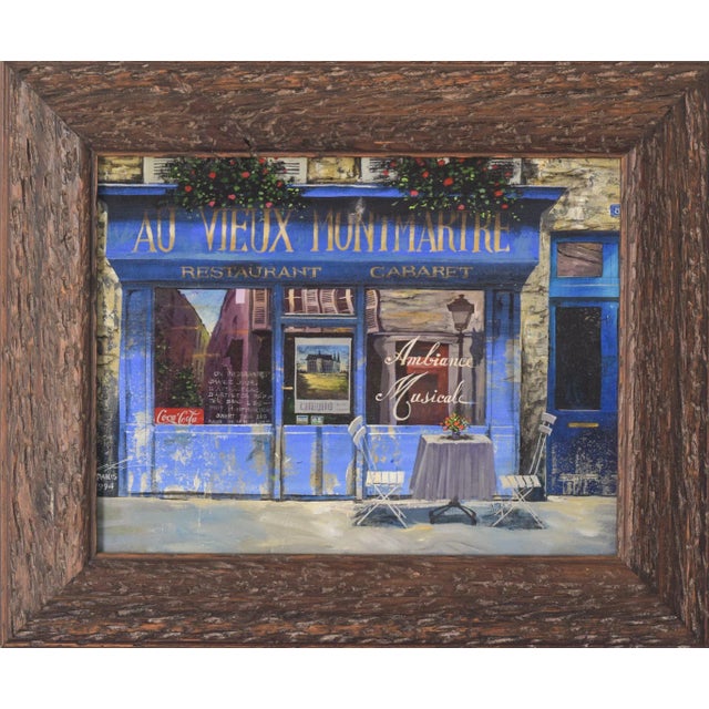 Paris Café Au Vieux Montmartre, 1994, Oil on Canvas For Sale - Image 13 of 13
