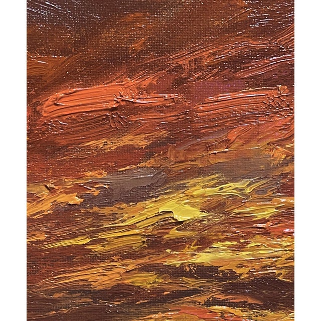 The Western Sky by Sparky LeBold | Oil on Canvas Landscape of a sunset with dramatic clouds. For Sale - Image 4 of 5