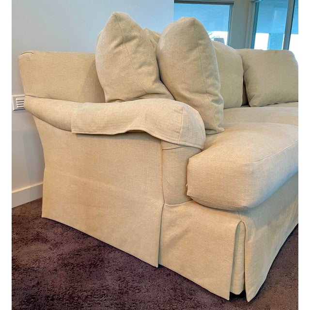 Baker Furniture Company Baker Simmons Sofa With Dressmaker Flounce, in Straw Chenille For Sale - Image 4 of 12