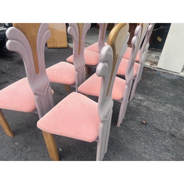 Art Deco 1970s Hand Painted Maple Deco Style Dining Chairs- Set of 8 For Sale - Image 3 of 10