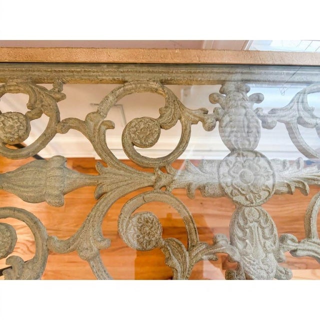 Metal Vintage Mediterranean Maitland Smith Cast Stone & Wrought Iron Console Table For Sale - Image 7 of 7