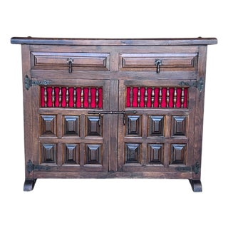 Spanish Carved Walnut Chest of Drawers, Nightstands or Narrow Console, 1920s For Sale