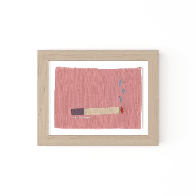 DESCRIPTION: Angelique the Eggplant Cigarette by Willa Heart in Natural Frame, Mini Art Print This is a print of a...