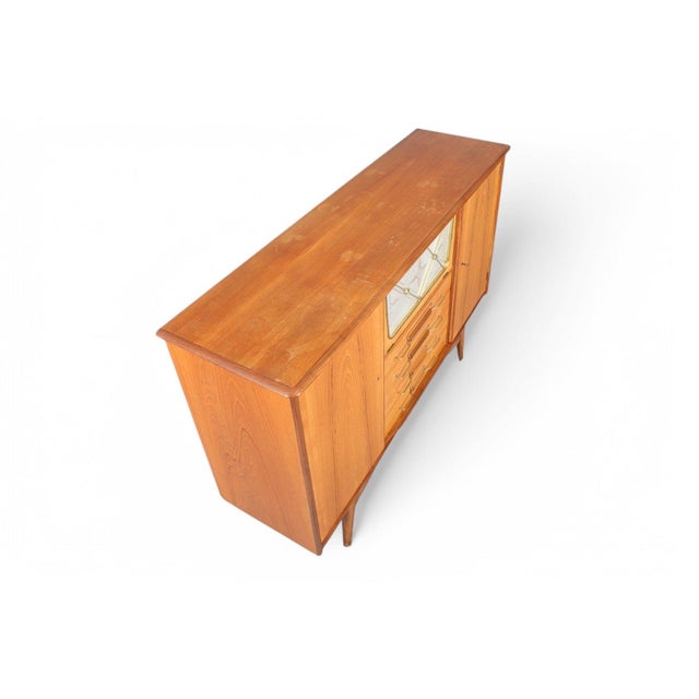 Mid 20th Century Norwegian High Sideboard in Teak With Lit Bar by Arna Bruk For Sale - Image 5 of 6