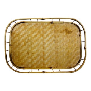 1970s Vintage Boho Bamboo/Reed Serving Tray For Sale