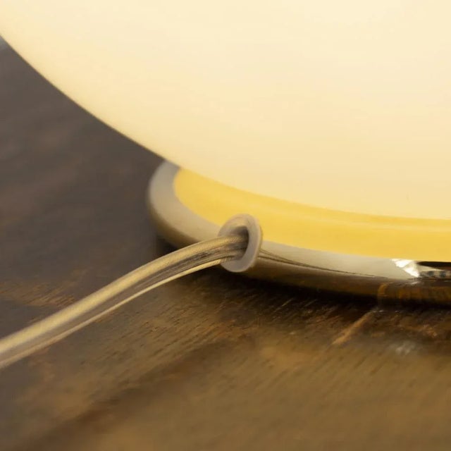 Gold Large Vintage Table Lamp in Satin White Murano Glass Shape Form, Italy For Sale - Image 8 of 9