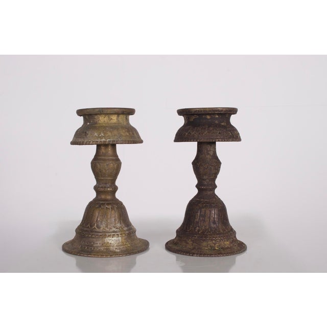 Traditional Bronze Ghee Lamps, Nepal, Set of 2 For Sale - Image 6 of 6