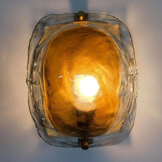 1960s Brass and Brown Glass Hand Blown Murano Glass Wall Lights by J. T. Kalmar for Kalmar, 1960s, Set of 2 For Sale - Image 5 of 14