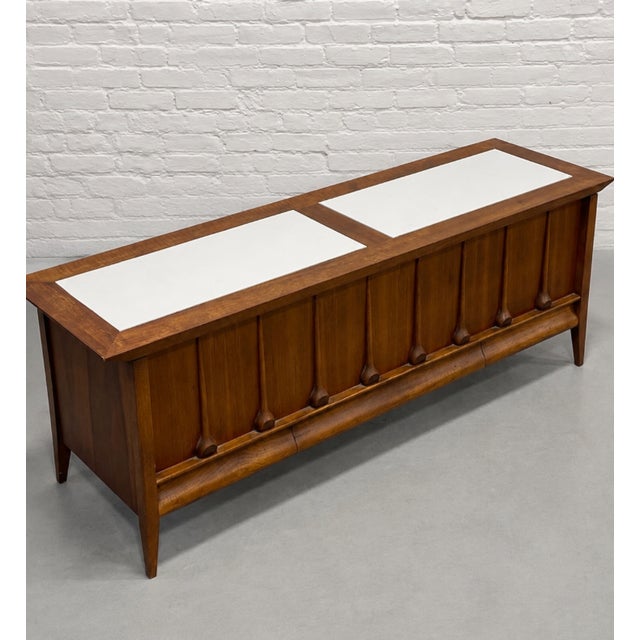 Wood Mid Century Modern Sculptural Walnut Commode | Cabinet With Brutalist Style Wood Details, C. 1960s For Sale - Image 7 of 16