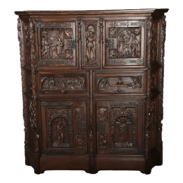 Antique Historicist Cabinet in Oak, 1880 For Sale