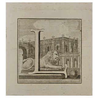 Luigi Vanvitelli, Letter of the Alphabet L, Etching, 18th Century For Sale