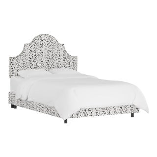 Twin Bed in Linen Leopard Ink For Sale