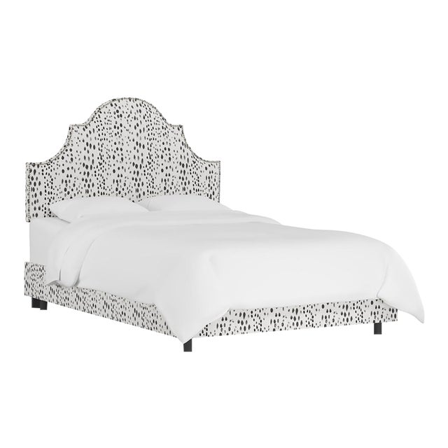 Twin Bed in Linen Leopard Ink For Sale