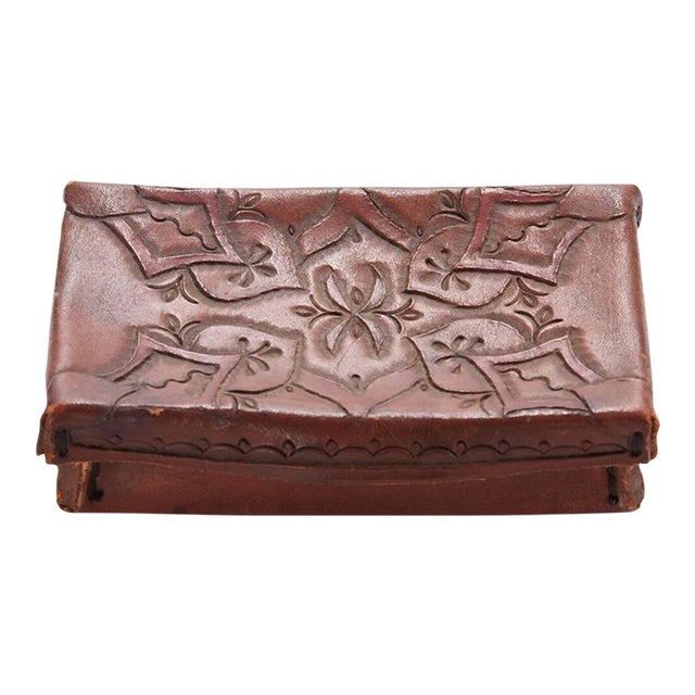 Early 20th Century Small Tooled Leather Box from Mexico For Sale