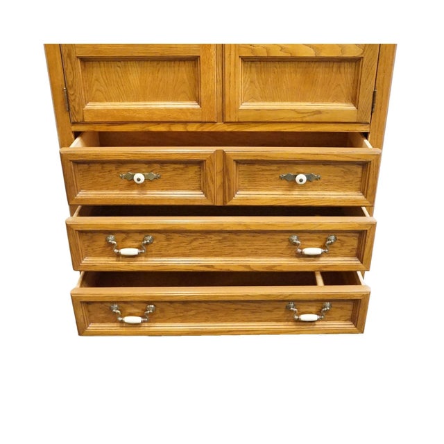 Wood Thomasville Furniture Homecoming Collection Solid Oak Rustic Country Style 42" Door Chest 43811-340 For Sale - Image 7 of 14