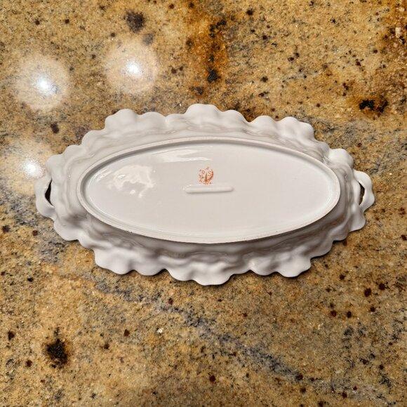 Vintage Rs Prussia Floral Porcelain Celery/Relish Dish For Sale - Image 4 of 4