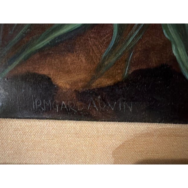 Cerulean Vintage Regency Original Oil Painting of Doves For Sale - Image 8 of 8