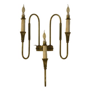 MNeoclassical Art Deco Style Bronze 3-Arm Wall Sconce, 1940s For Sale