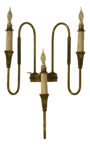 MNeoclassical Art Deco Style Bronze 3-Arm Wall Sconce, 1940s