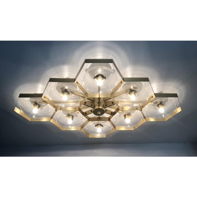 Not Yet Made - Made To Order 21st Century Hive Satin Brass Clear Murano Flush Mount by Fabio LTD For Sale - Image 5 of 9