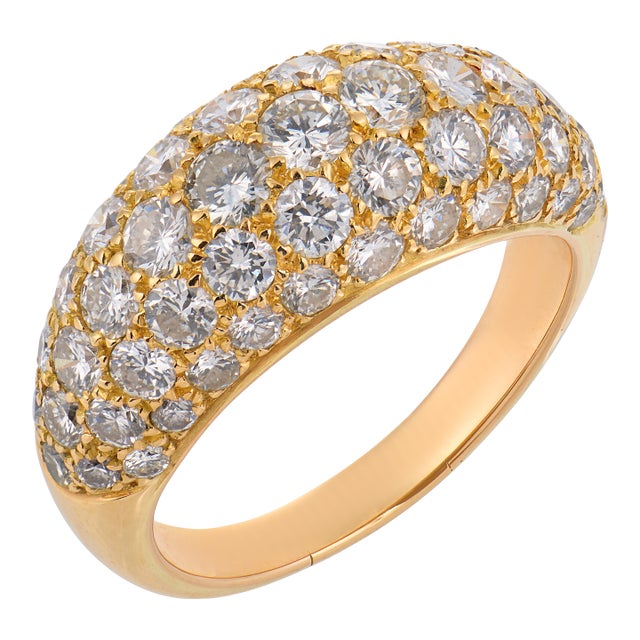 Vintage 2.40 Carat Diamond 18k Yellow Gold Dome Ring, Size 7 For Sale