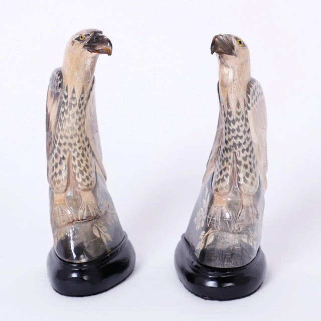 Folk Art Carved and Painted Horn Birds - A Pair For Sale - Image 3 of 9