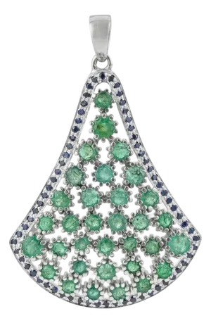 4.17 Carat Statement Emerald Pendant in 925 Silver With Sapphire Detailing
