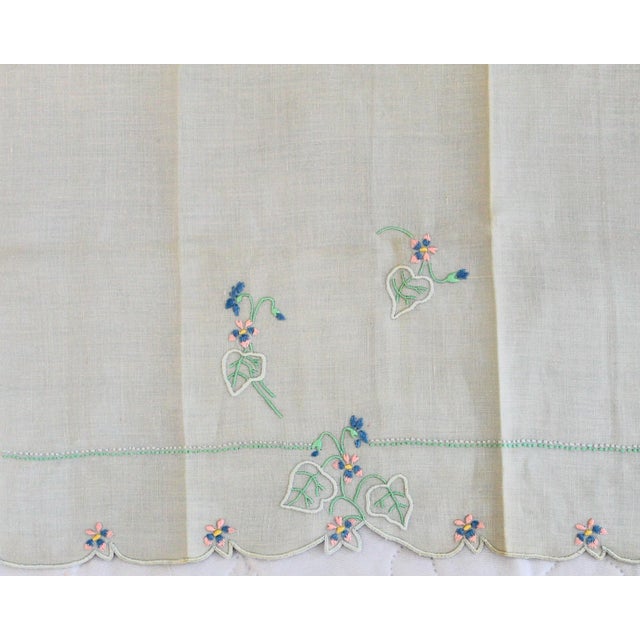 Blue Vintage Retro Linen Tea Towels Guest Hand Towels Set of 3 Grandmacore For Sale - Image 8 of 11