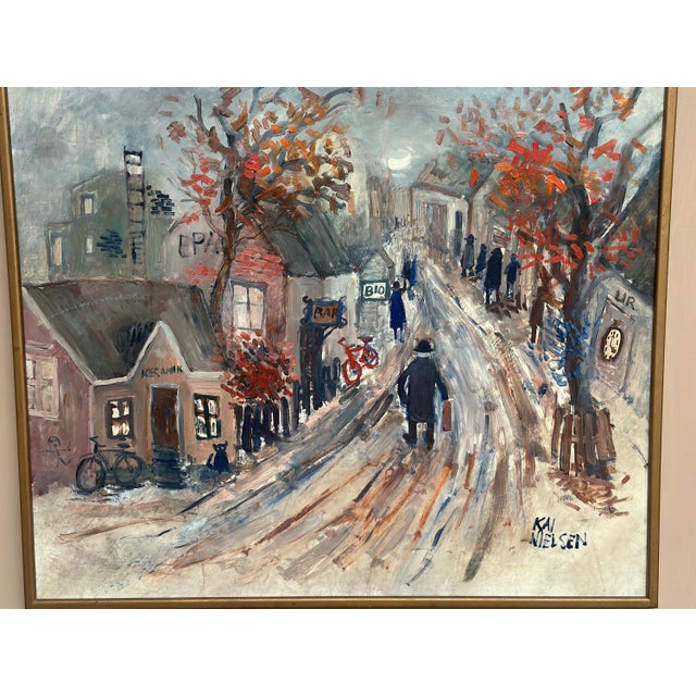 Kai Nielsen, Bygatan, Framed, 1950s, Oil Painting on Panel, Framed For Sale - Image 18 of 18