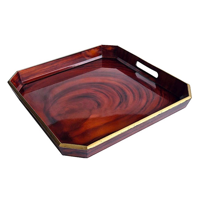 Vintage Otagiri Faux Tortoise Shell Japanese Lacquer Tray For Sale In Miami - Image 6 of 10