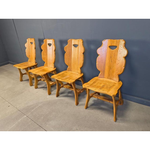 Wood Vintage Rustic Dining Chairs, 1960s, Set of 4 For Sale - Image 7 of 14