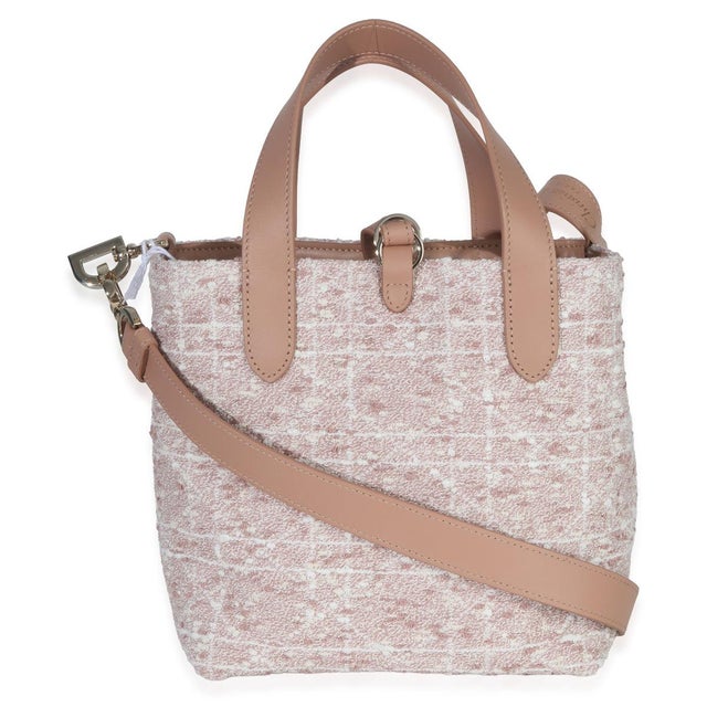 Christian Dior Rose Des Vents Tweed Small Toujours Vertical Tote For Sale - Image 4 of 7