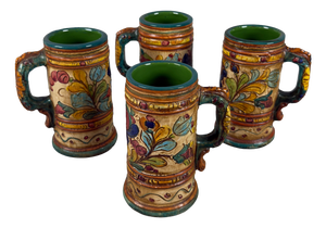 Vintage Hand-Painted Majolica Beer Mugs from Deruta Mancinelli, 1970s, Set of 4